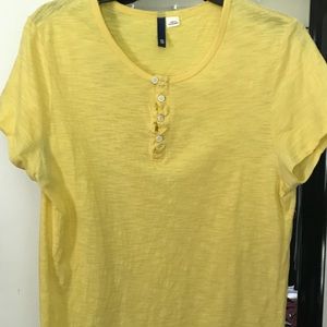 H&M yellow boat neck button neck tee